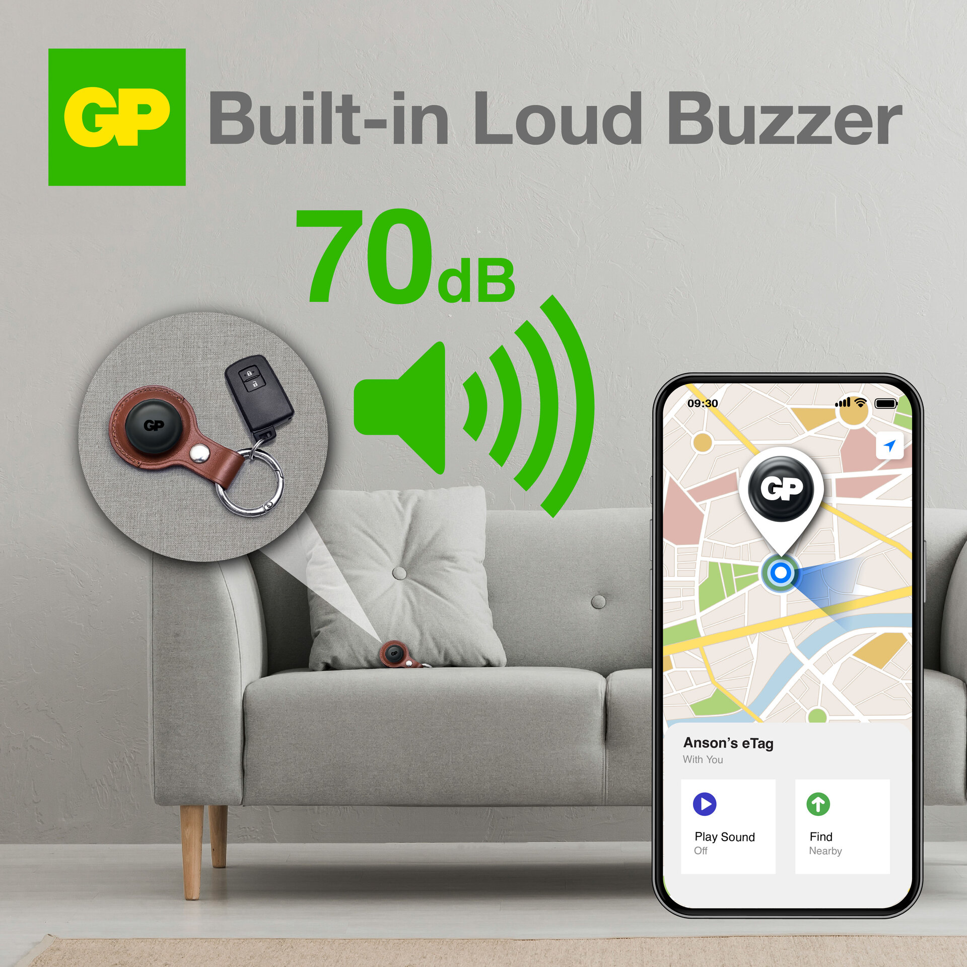 eTag Smart Tracker (1-pack) musta