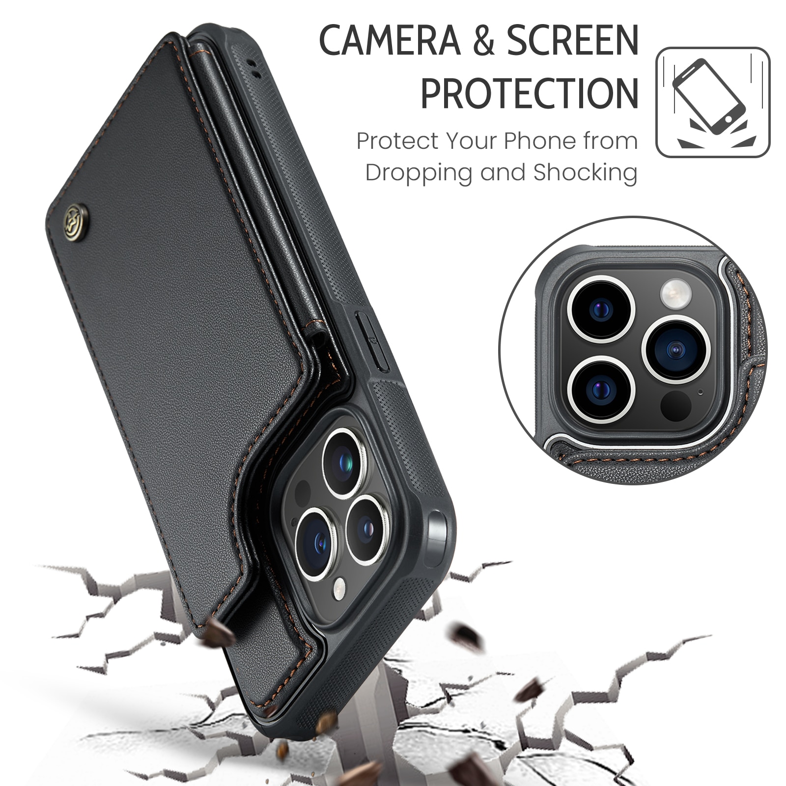 RFID-blocking Lompakonkuori iPhone 15 Pro musta