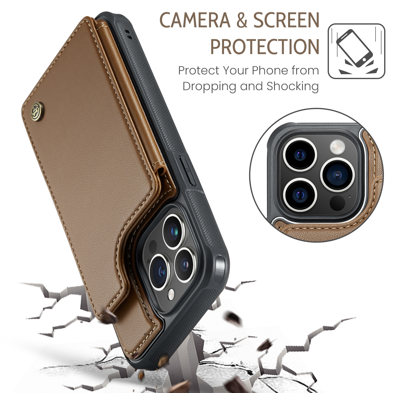 RFID-blocking Lompakonkuori iPhone 15 Pro Max ruskea