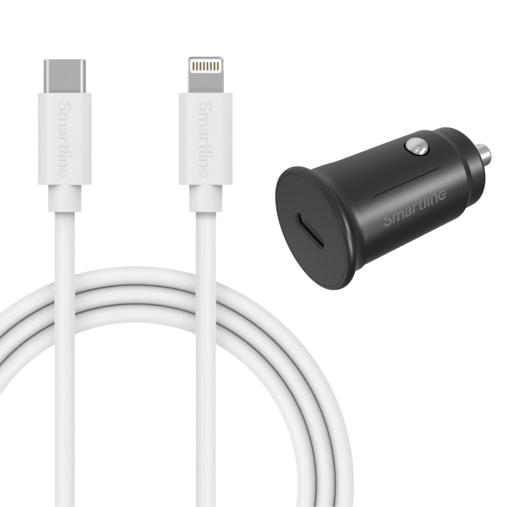 iPhone 13 Mini - Täydellinen Autolaturi - 1 metrin johto ja laturi Lightning - Smartline