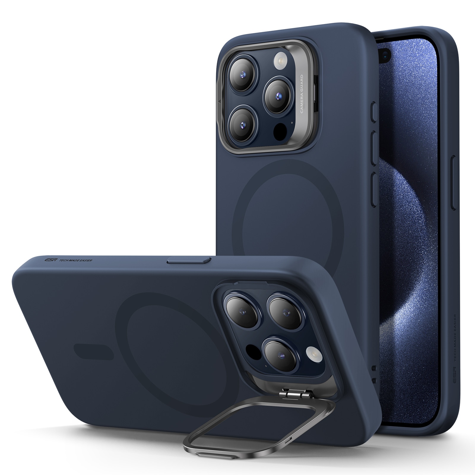 Cloud Kickstand HaloLock MagSafe Case iPhone 15 Pro Dark Blue