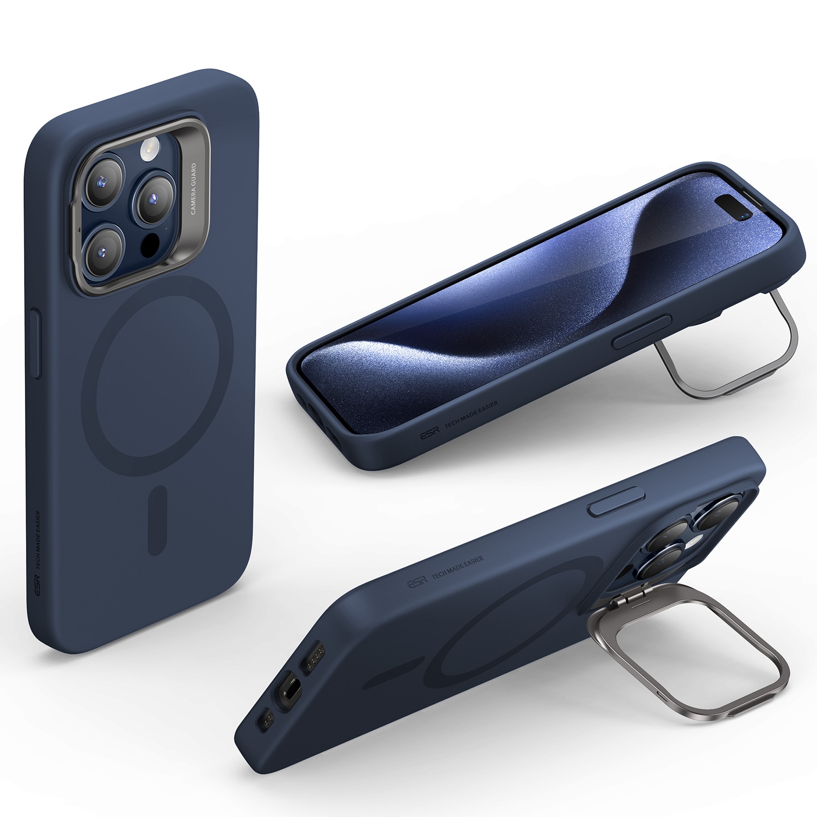 Cloud Kickstand HaloLock MagSafe Case iPhone 15 Pro Dark Blue