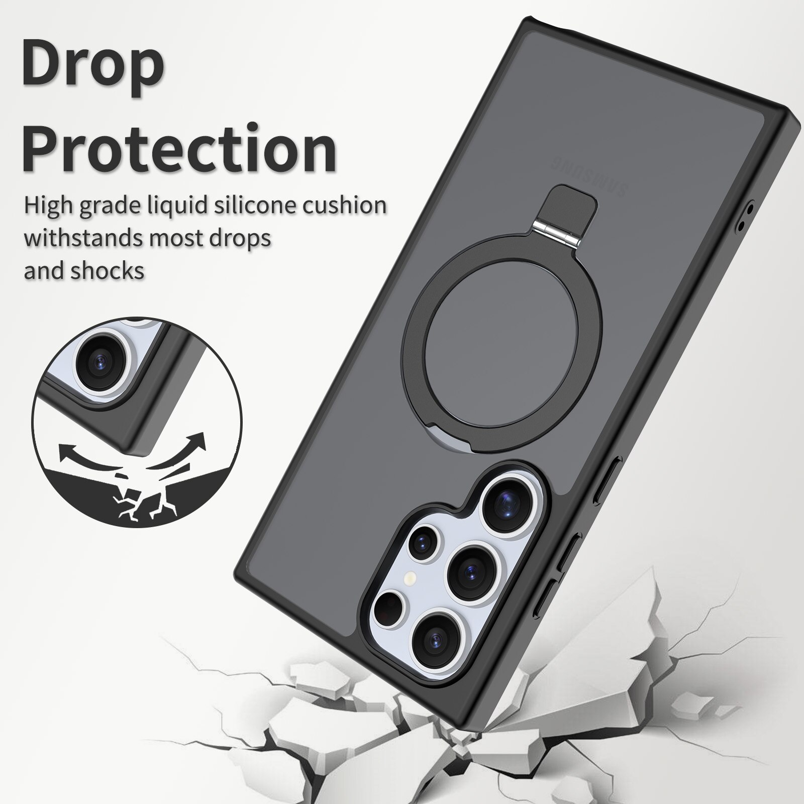 Hybridikuori Magnetic Ring Samsung Galaxy S24 Ultra Musta