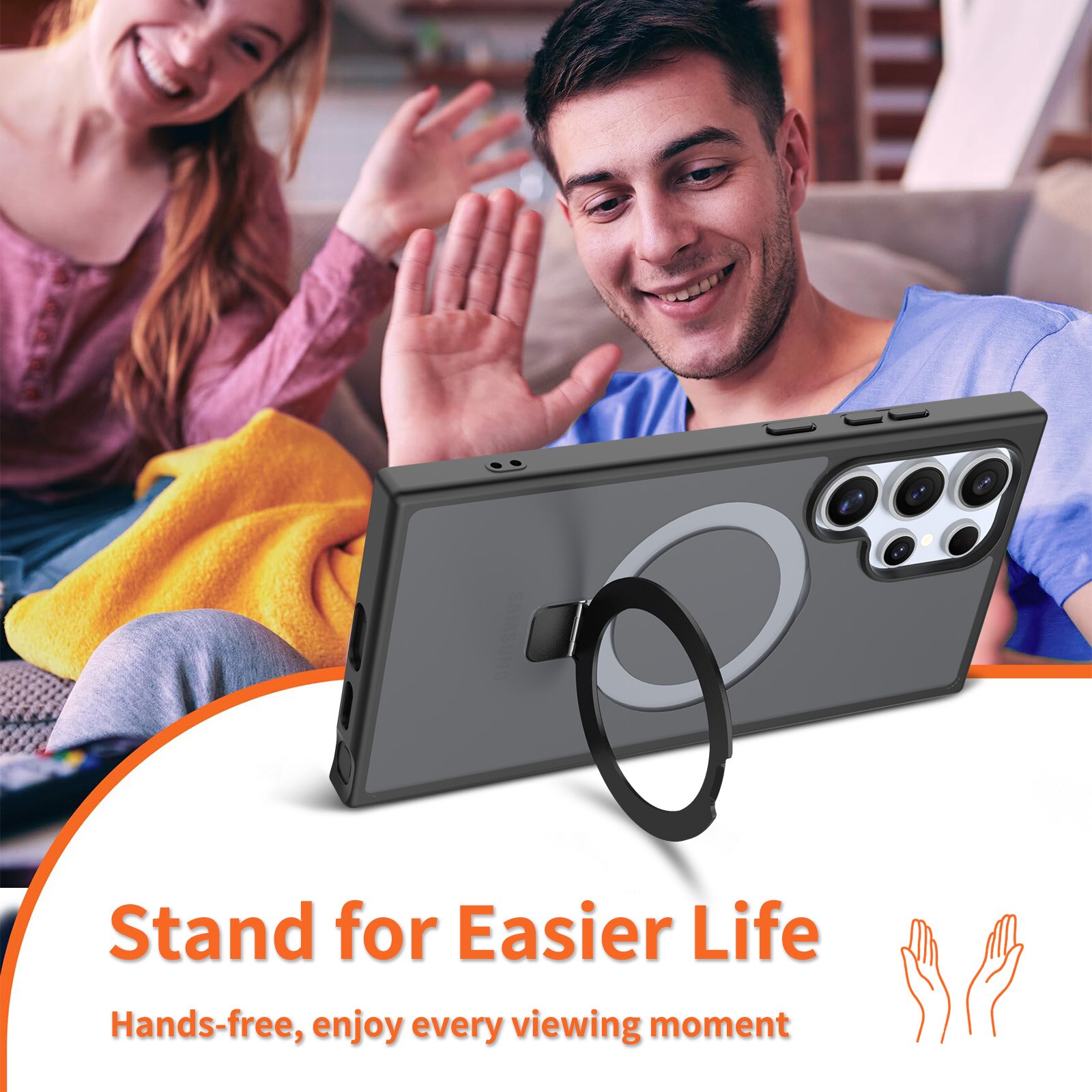 Hybridikuori Magnetic Ring Samsung Galaxy S24 Ultra Musta