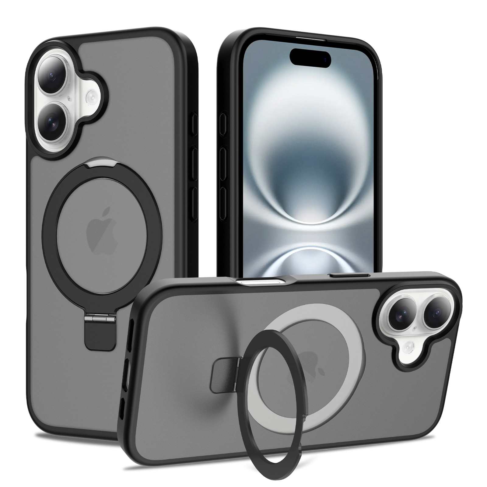 Hybridikuori Magnetic Ring iPhone 16 Musta