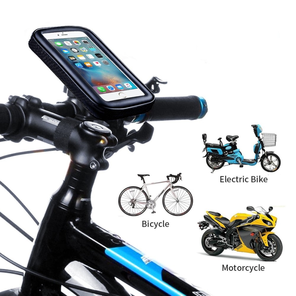 Vedenkestävä puhelinteline polkupyörälle/moottoripyörälle XL musta