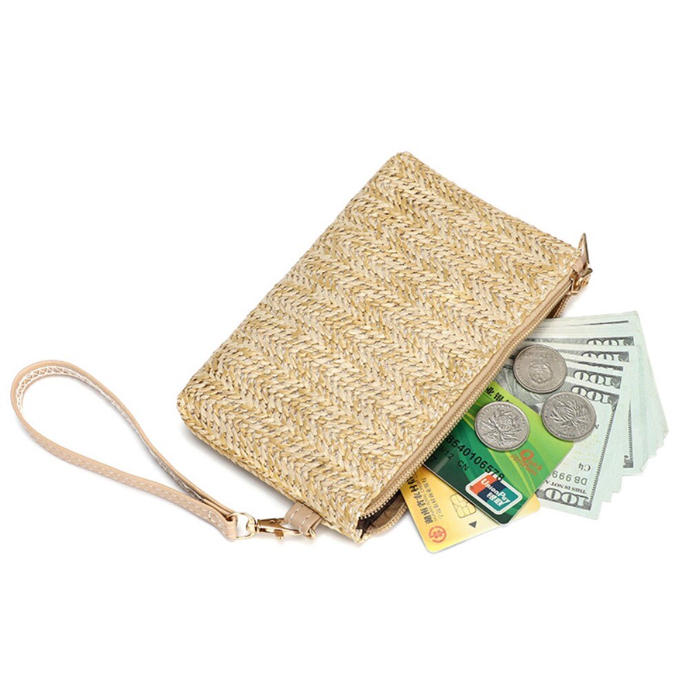 Punottu Wristlet Clutch laukku beige