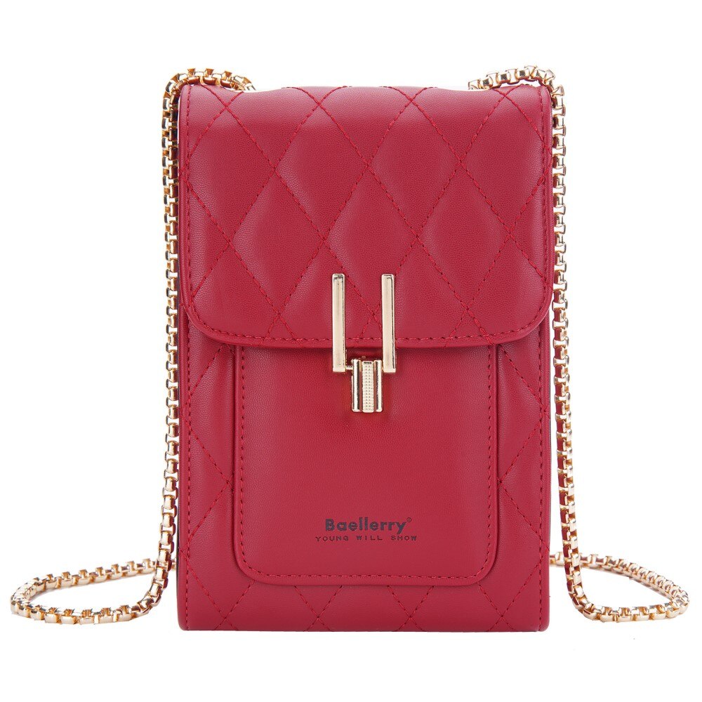 Quilted Crossbody Mini Wallet punainen