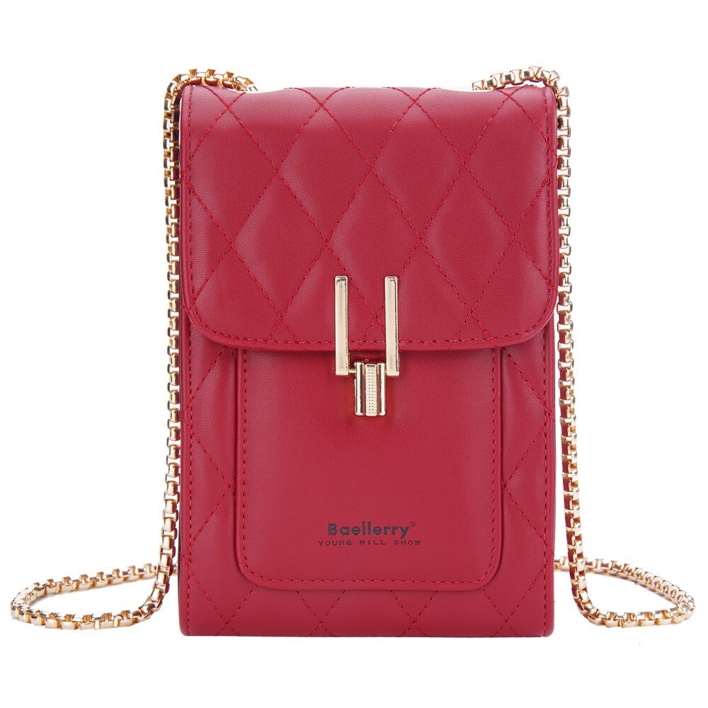 Quilted Crossbody Mini Wallet punainen