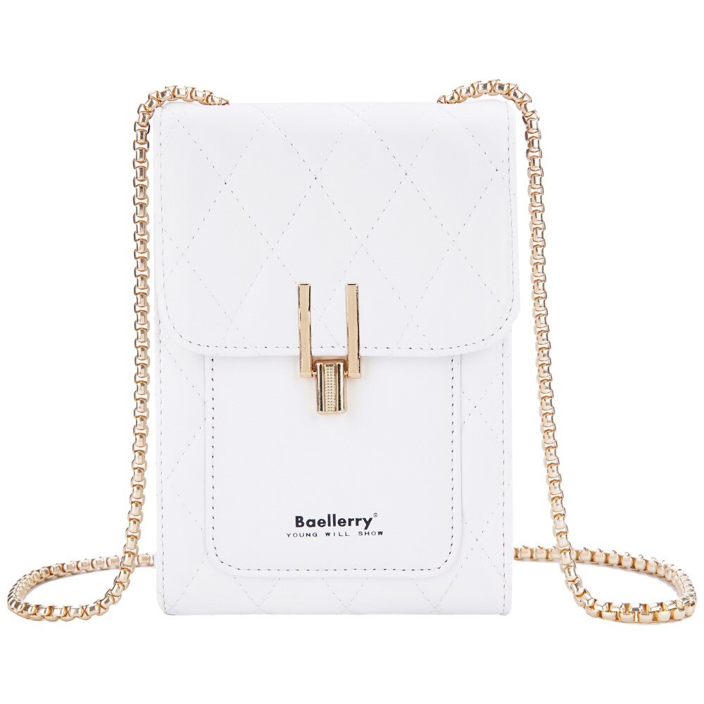 Quilted Crossbody Mini Wallet valkoinen