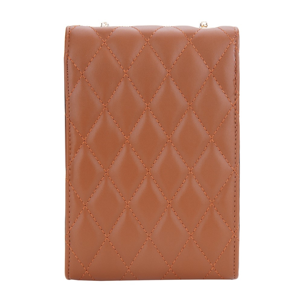 Quilted Crossbody Mini Wallet ruskea