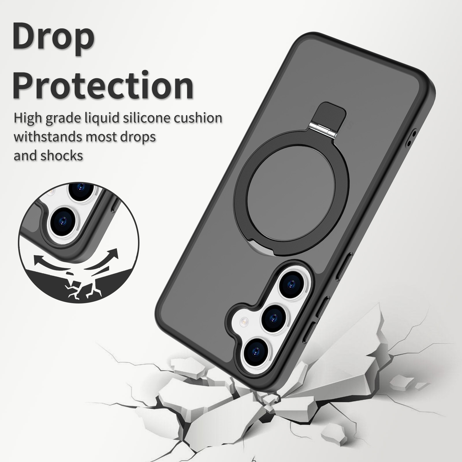 Hybridikuori Magnetic Ring Samsung Galaxy S24 Musta