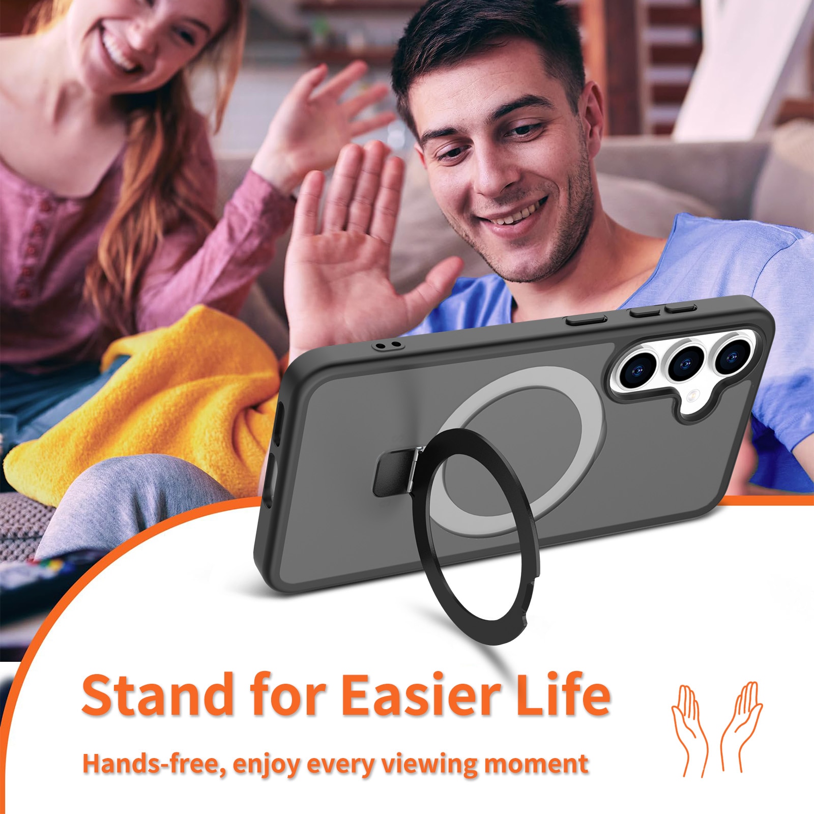 Hybridikuori Magnetic Ring Samsung Galaxy S24 Musta