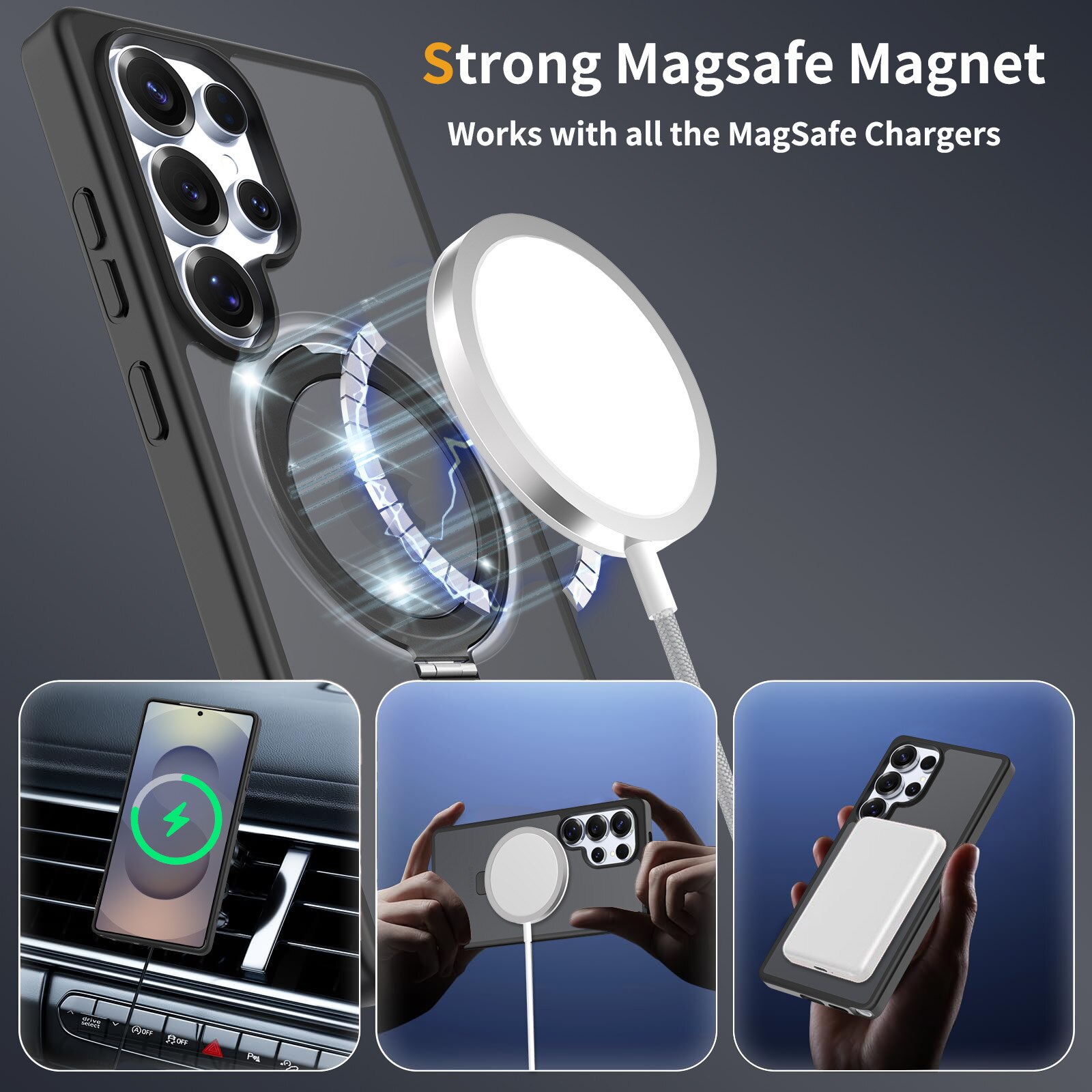 Hybridikuori Magnetic Ring Samsung Galaxy S25 Ultra Musta