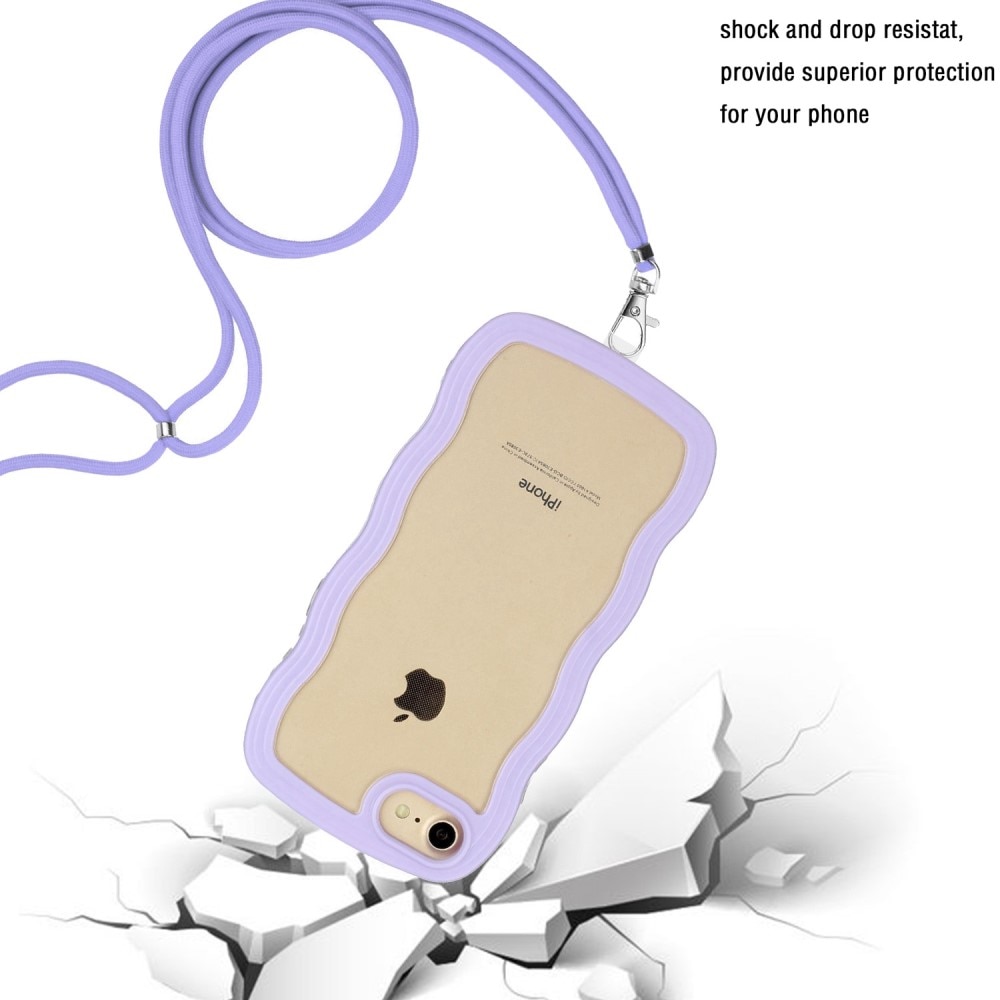 Wavy Edge Kuori kaulahihnalla iPhone SE (2020) liila