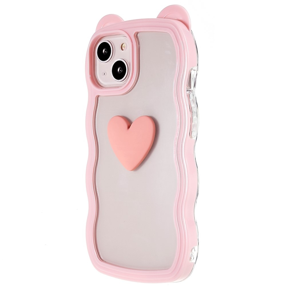 Wavy Edge Heart Kuori iPhone 13 vaaleanpunainen
