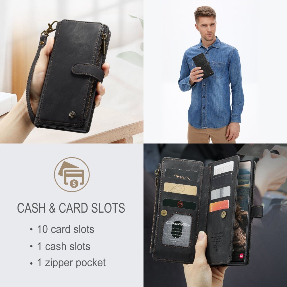 Zipper Wallet Samsung Galaxy S22 Ultra Musta