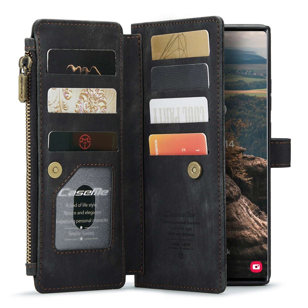 Zipper Wallet Samsung Galaxy S22 Ultra Musta
