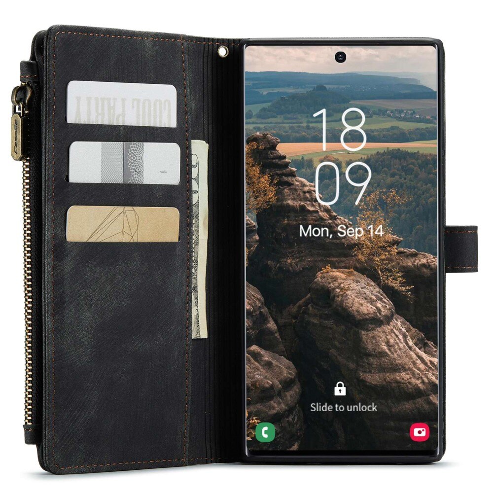 Zipper Wallet Samsung Galaxy S22 Ultra Musta