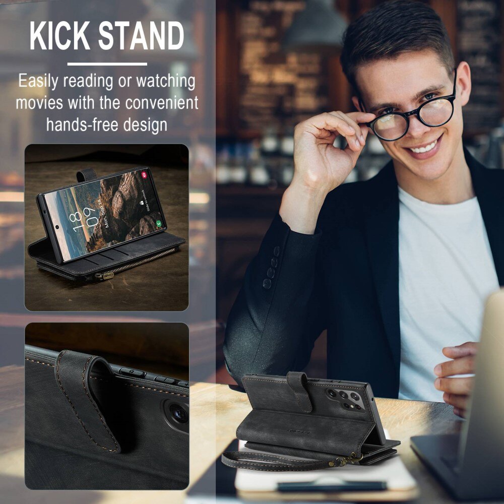 Zipper Wallet Samsung Galaxy S22 Ultra Musta