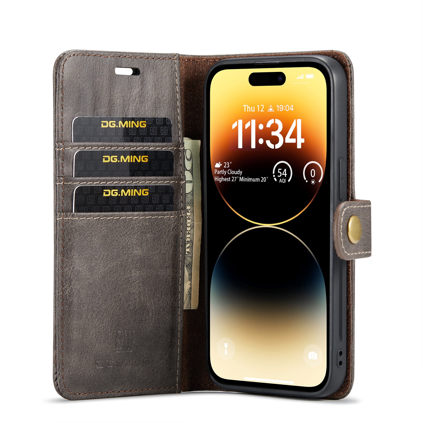 Magnet Wallet iPhone 14 Pro Brown