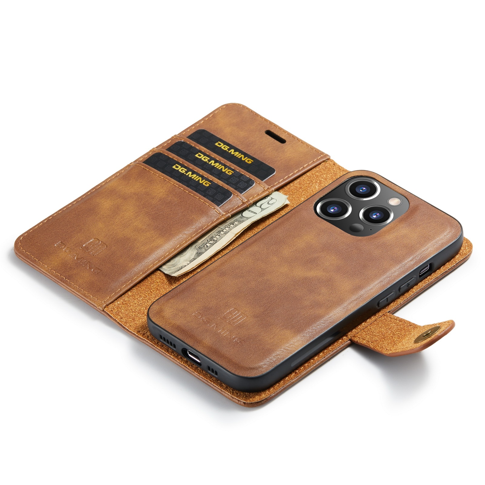 Magnet Wallet iPhone 14 Pro Cognac