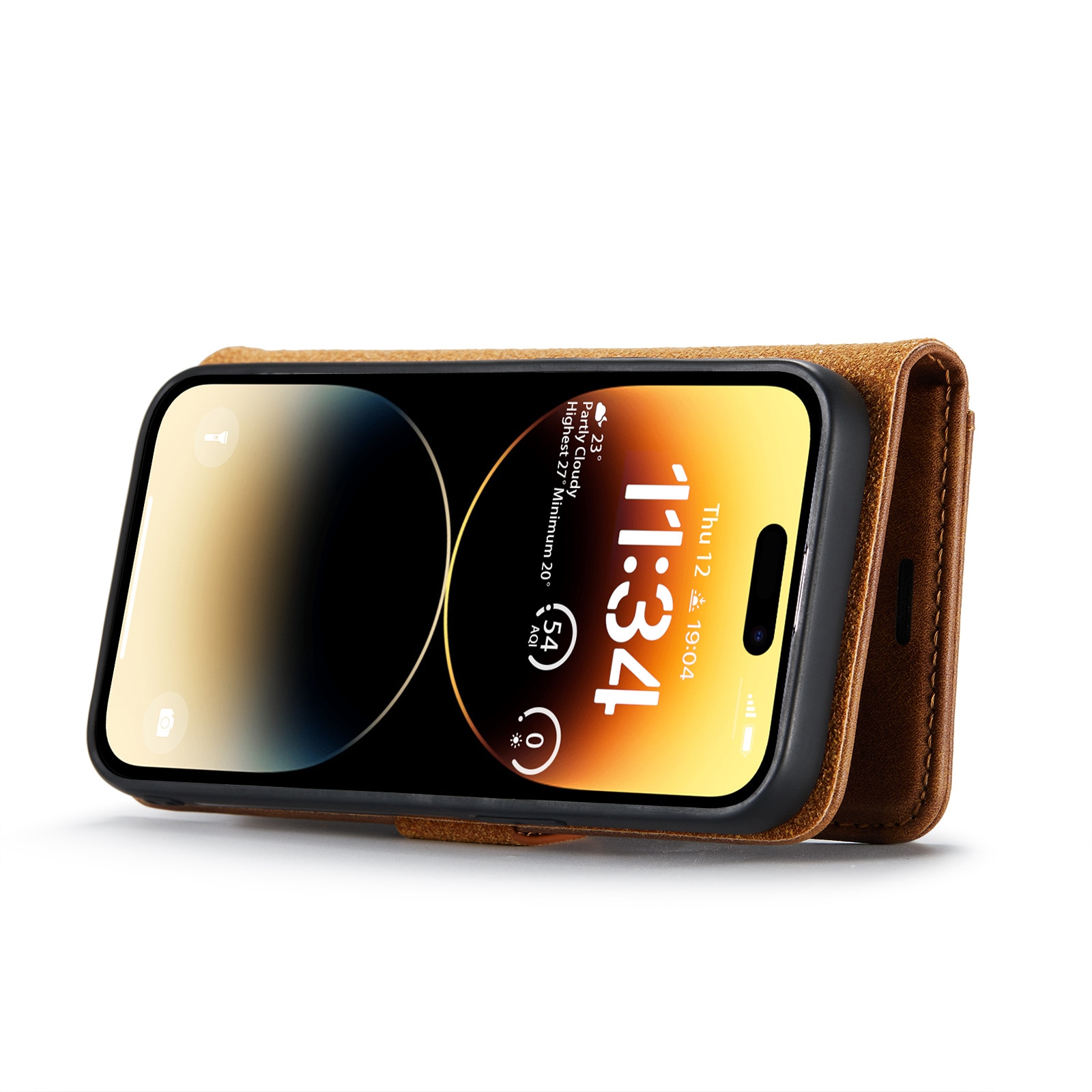 Magnet Wallet iPhone 15 Pro Cognac