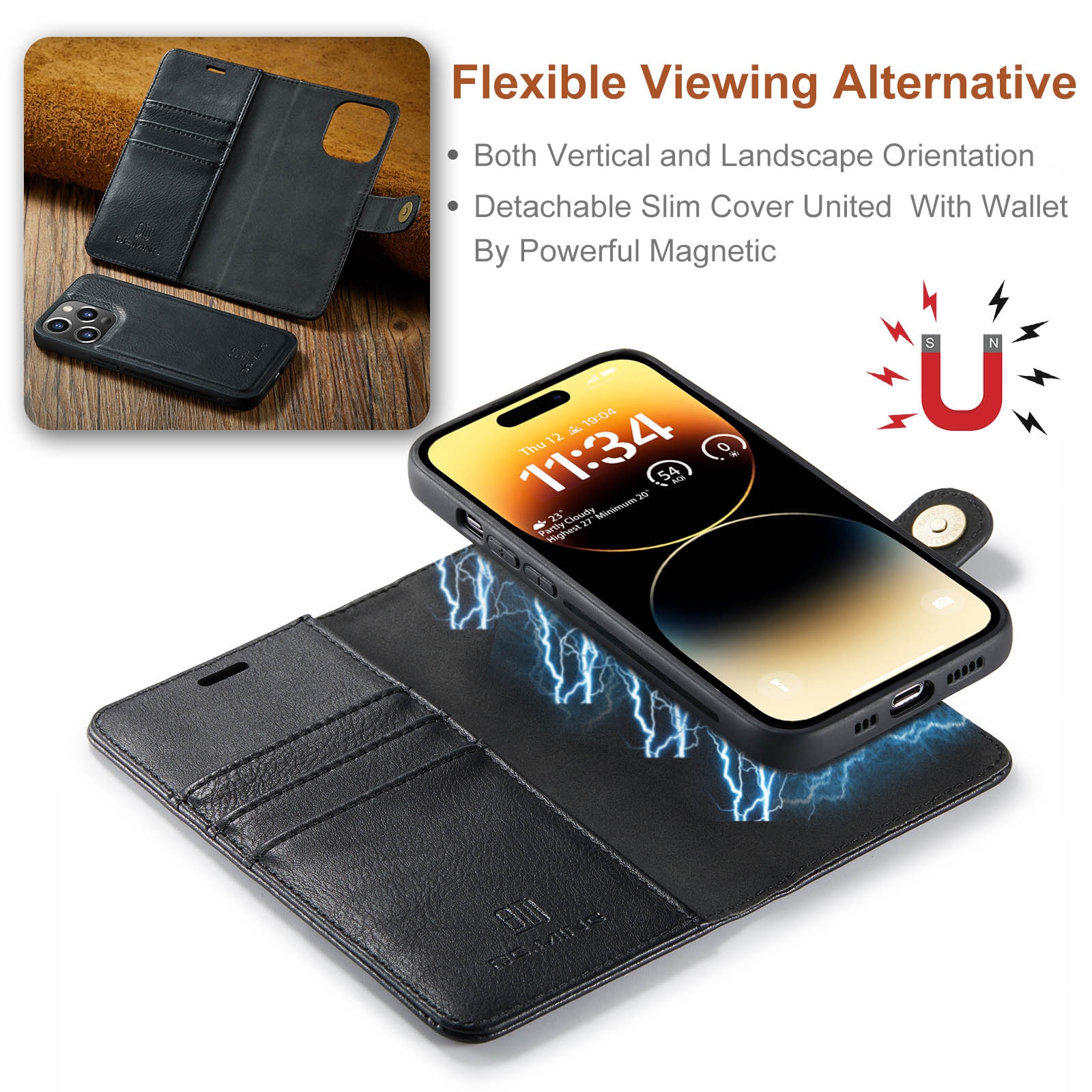 Magnet Wallet iPhone 15 Pro Max Black