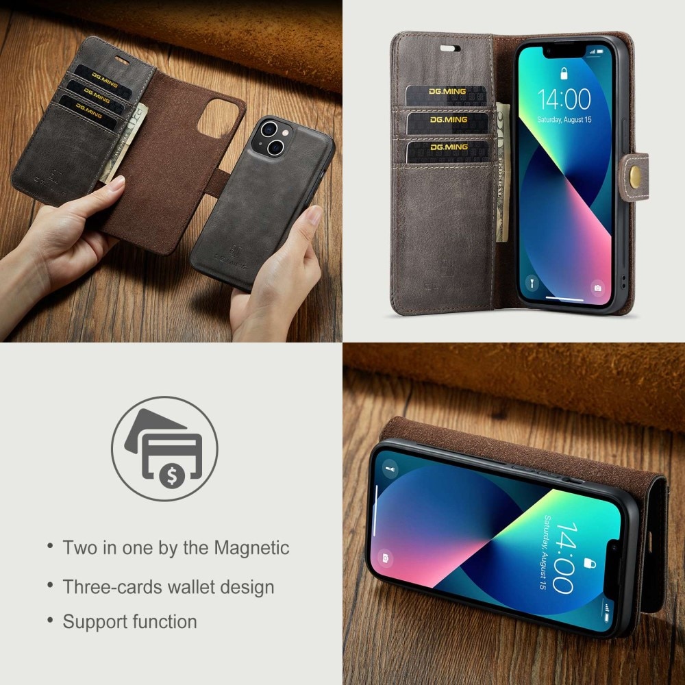 Magnet Wallet iPhone 14 Plus Brown