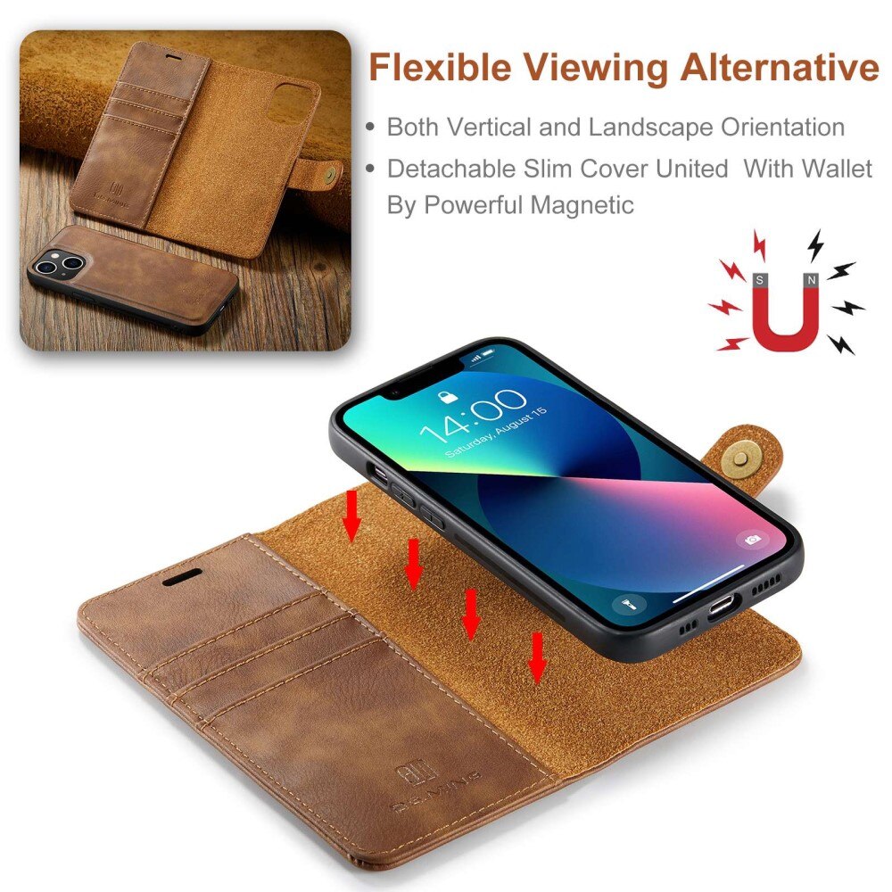 Magnet Wallet iPhone 14 Plus Ruskea