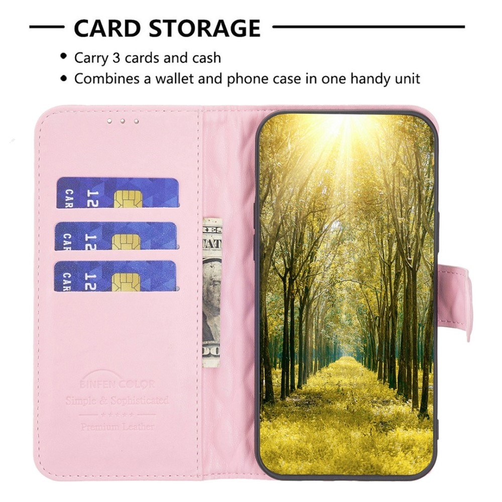 Lompakkokotelot iPhone 14 Quilted vaaleanpunainen