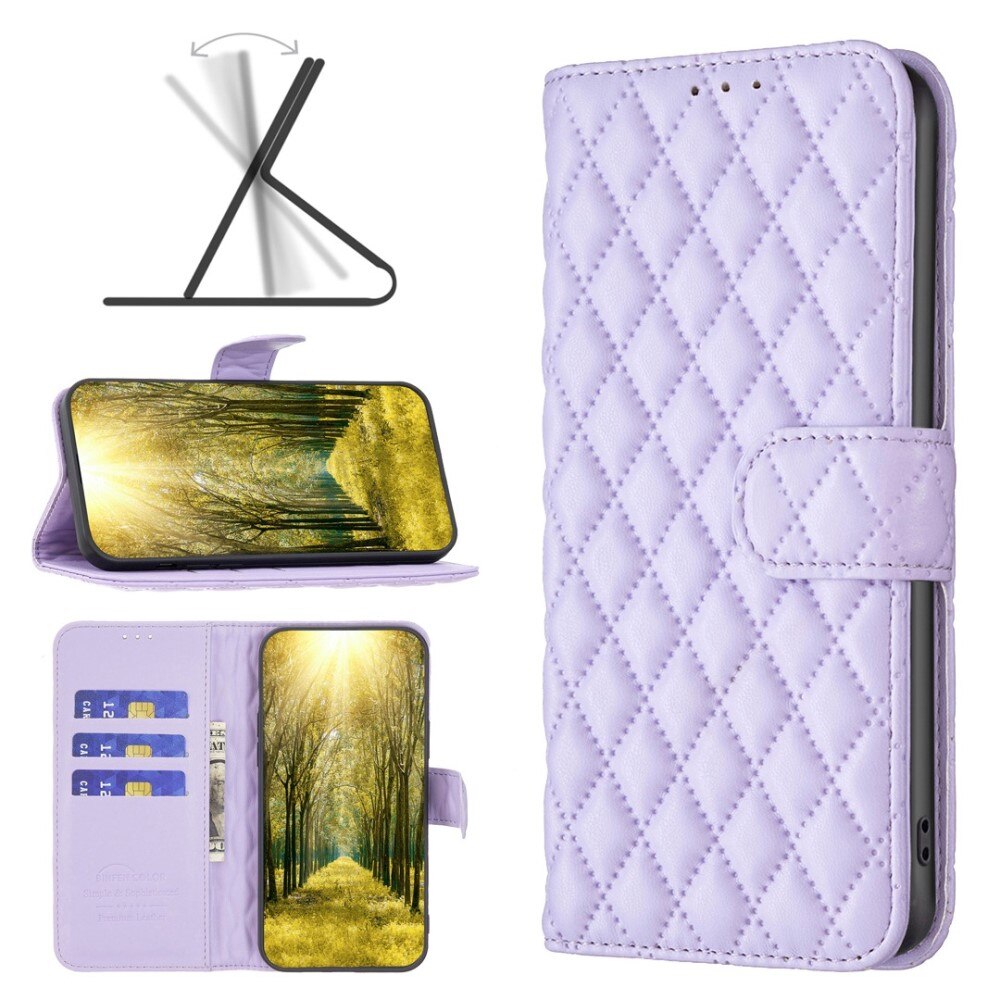 Lompakkokotelot iPhone 14 Quilted liila