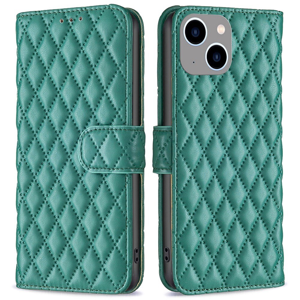 Lompakkokotelot iPhone 14 Plus Quilted vihreä