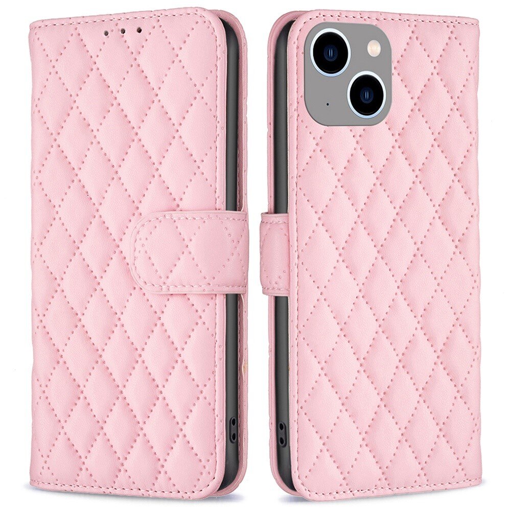 Lompakkokotelot iPhone 14 Plus Quilted vaaleanpunainen