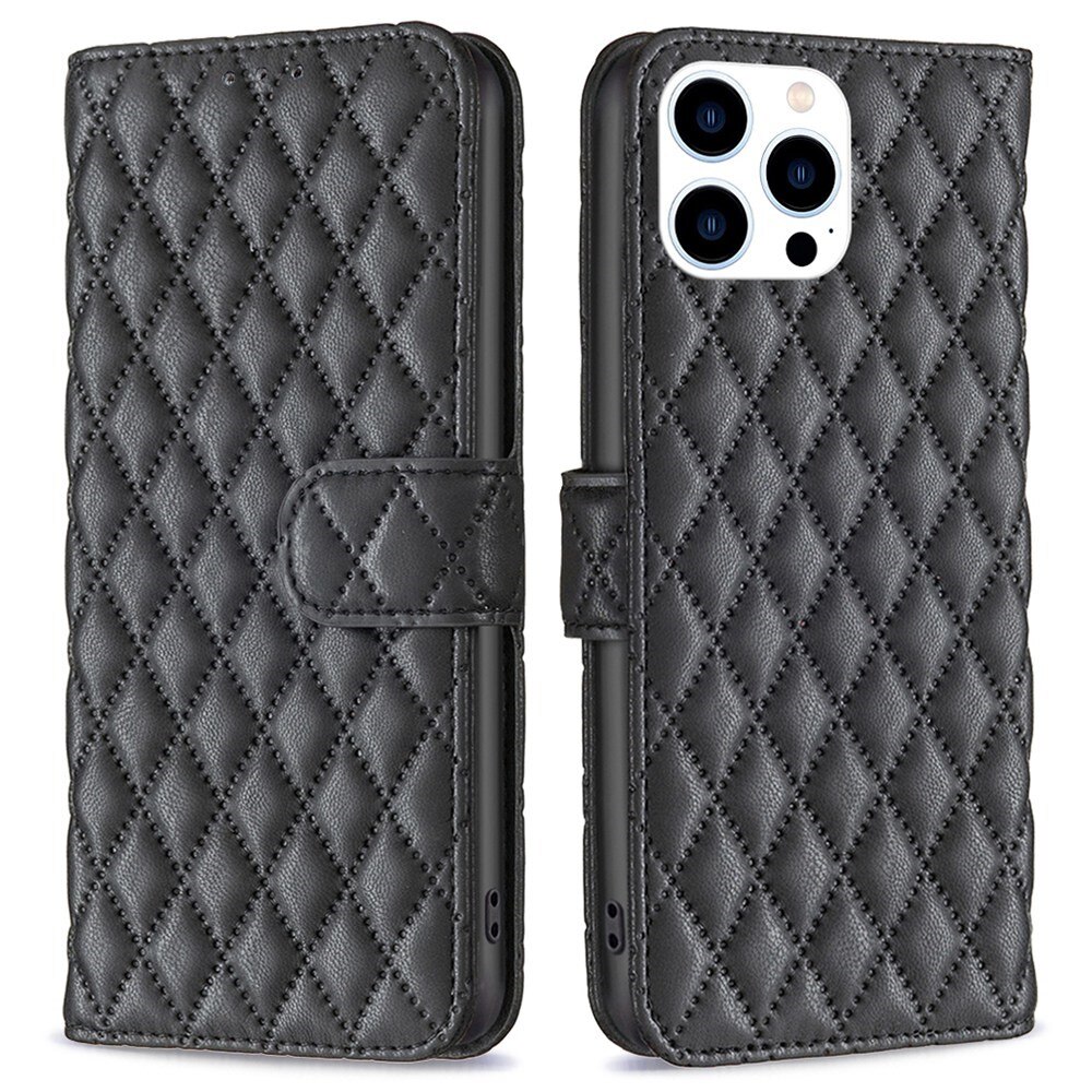 Lompakkokotelot iPhone 14 Pro Quilted musta