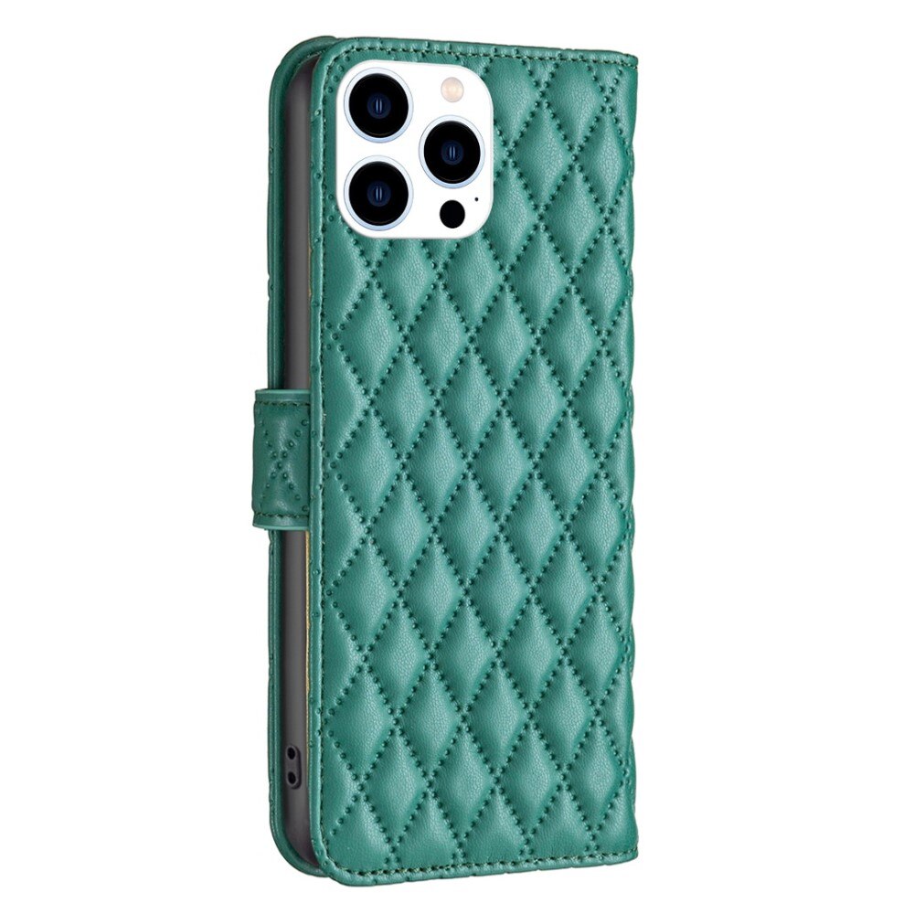 Lompakkokotelot iPhone 14 Pro Quilted vihreä