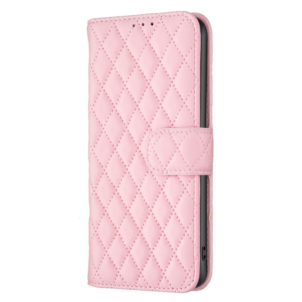 Lompakkokotelot iPhone 14 Pro Quilted vaaleanpunainen