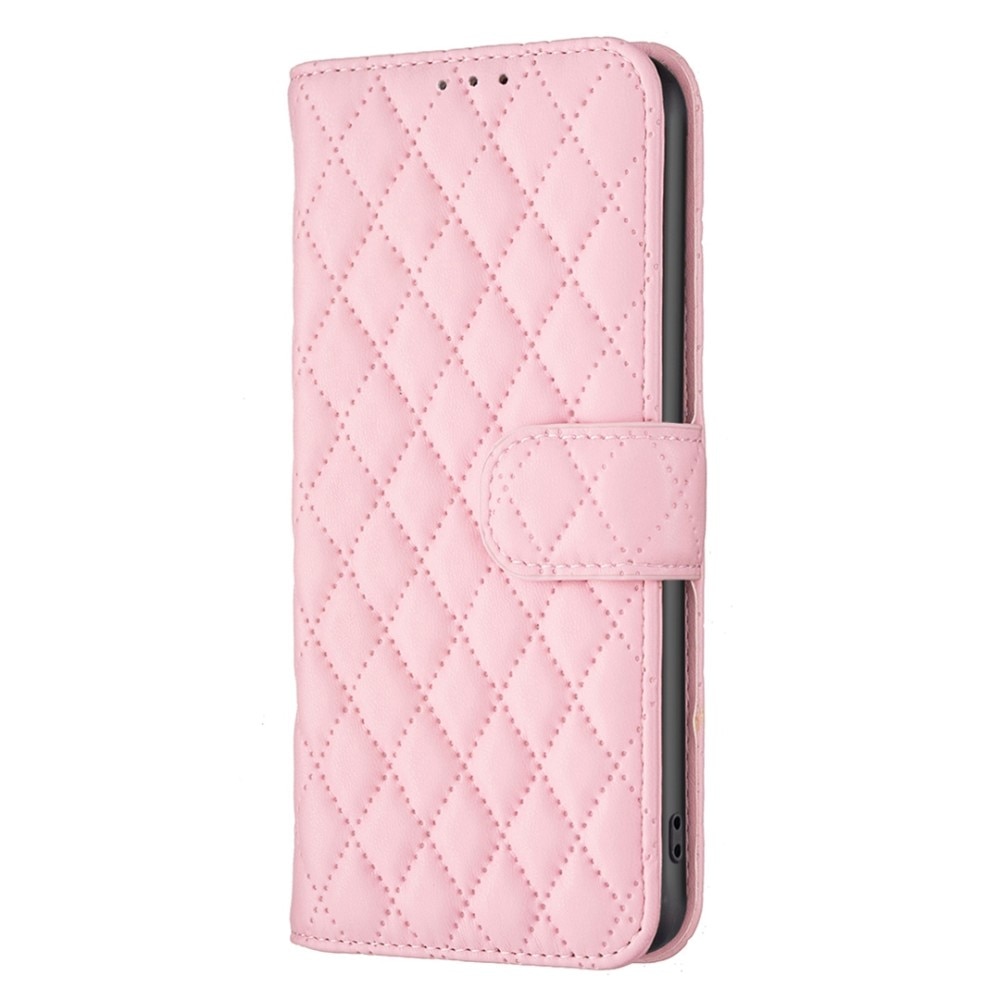 Lompakkokotelot iPhone 14 Pro Max Quilted vaaleanpunainen