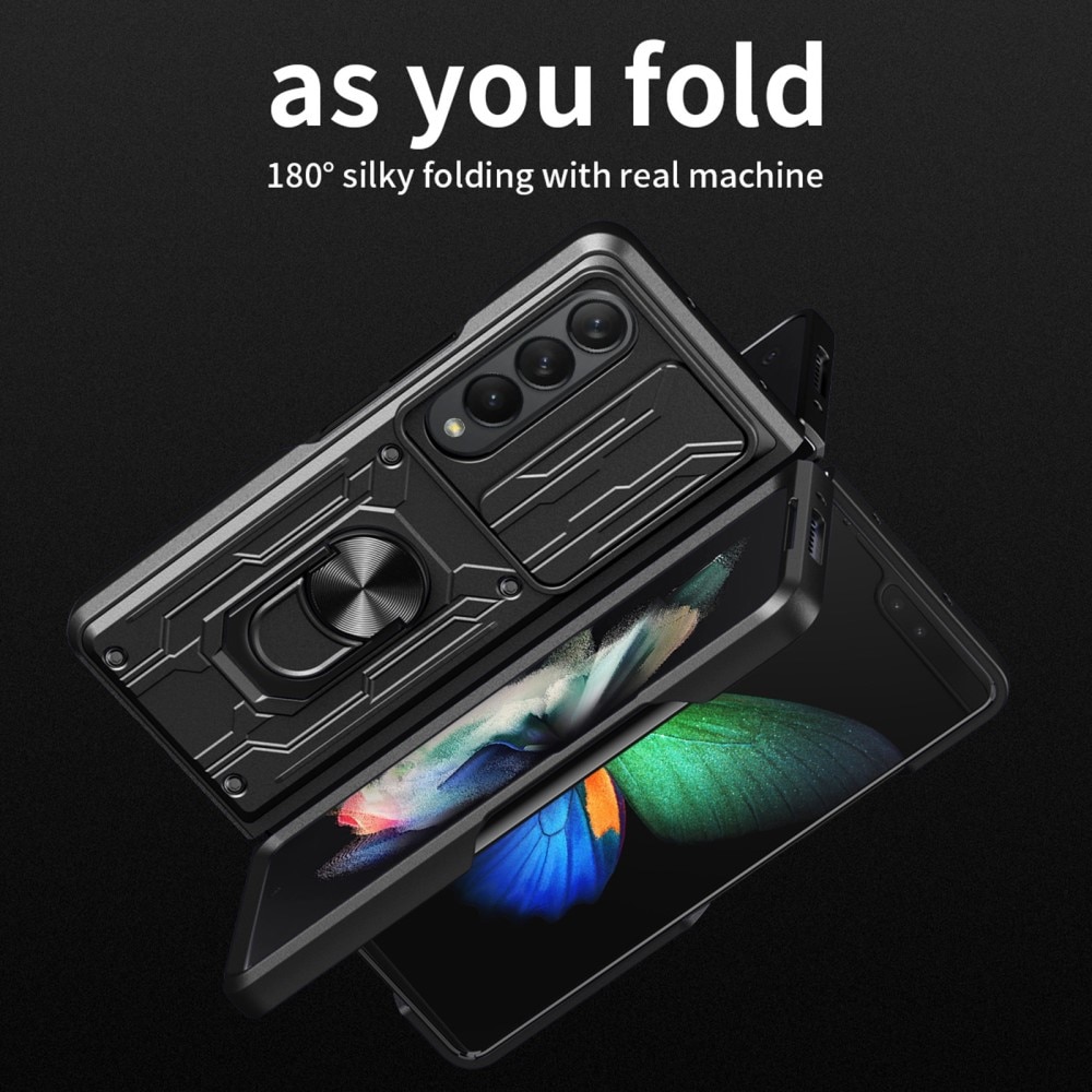 Hybridikuori Tech Ring+Kamerasuojalla Samsung Galaxy Z Fold 4 musta