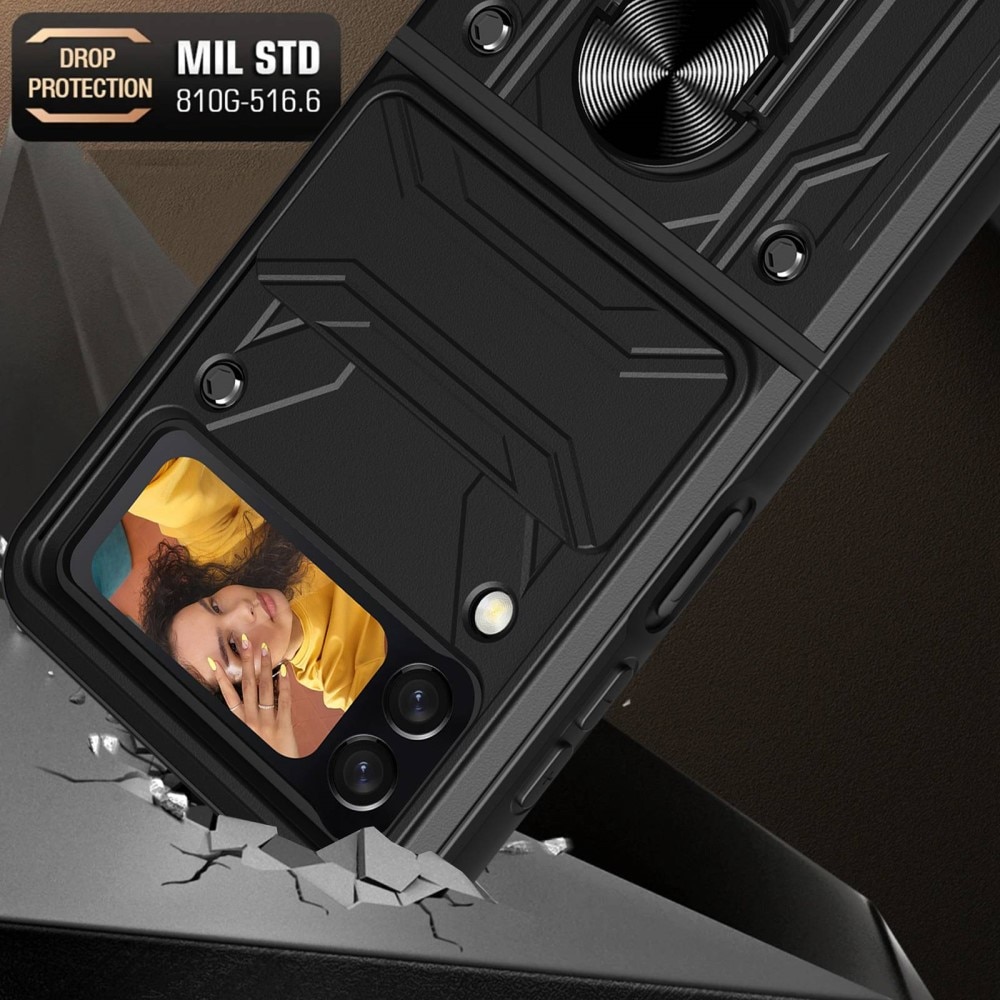 Hybridikuori Tech Ring+Kamerasuojalla Samsung Galaxy Z Flip 4 musta