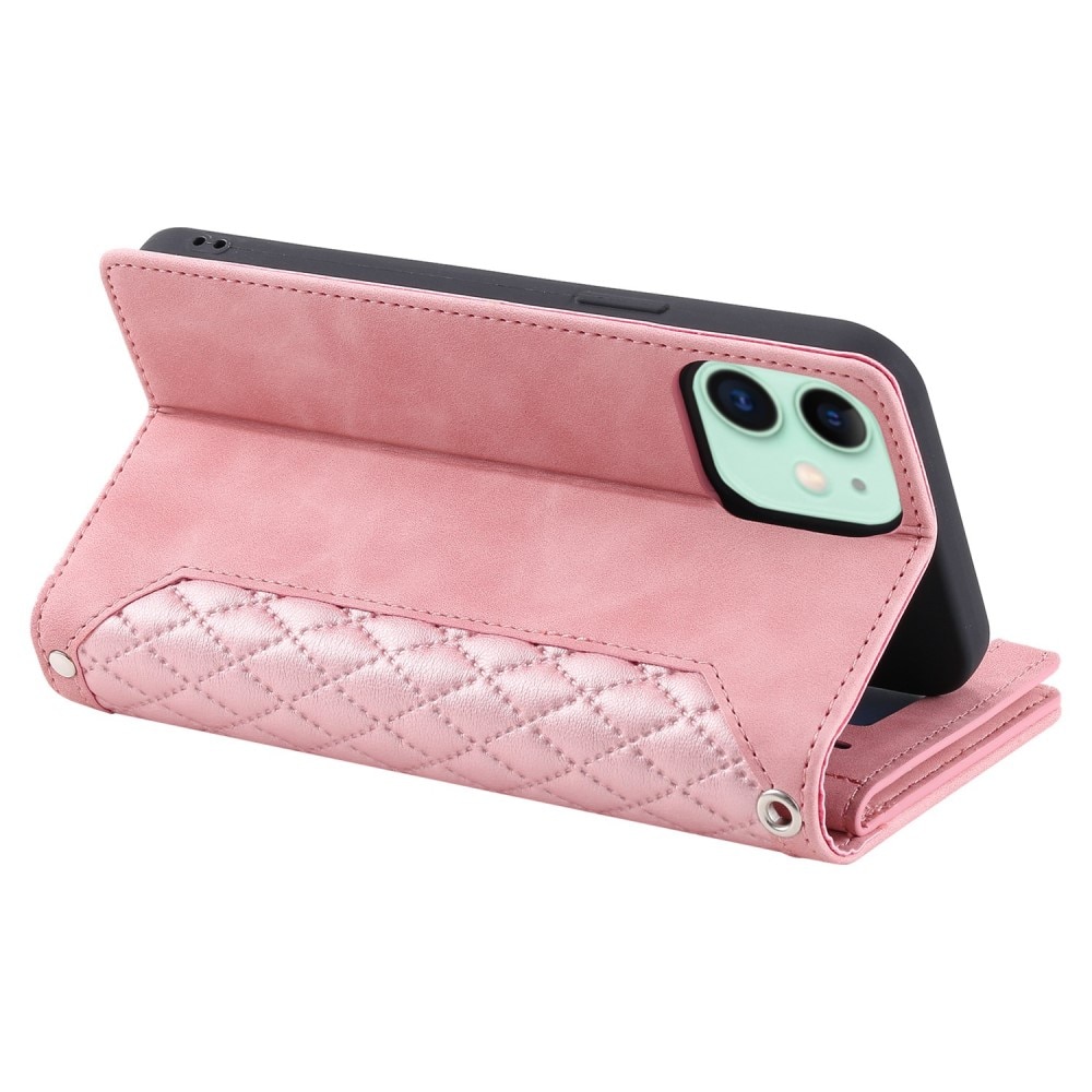 Lompakkolaukku iPhone 11 Quilted Vaaleanpunainen