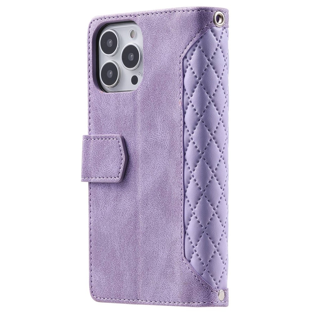 Lompakkolaukku iPhone 13 Pro Quilted Liila