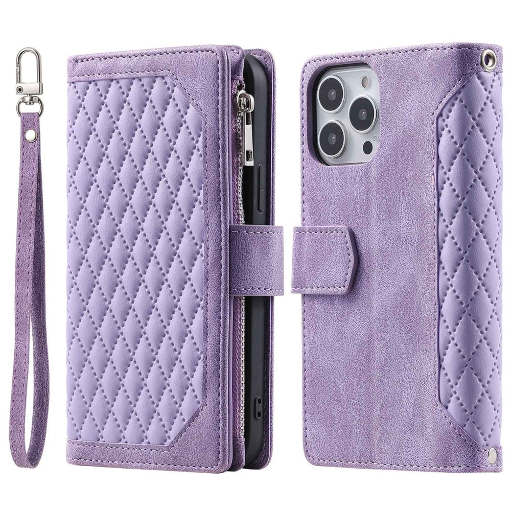 Lompakkolaukku iPhone 13 Pro Quilted Liila