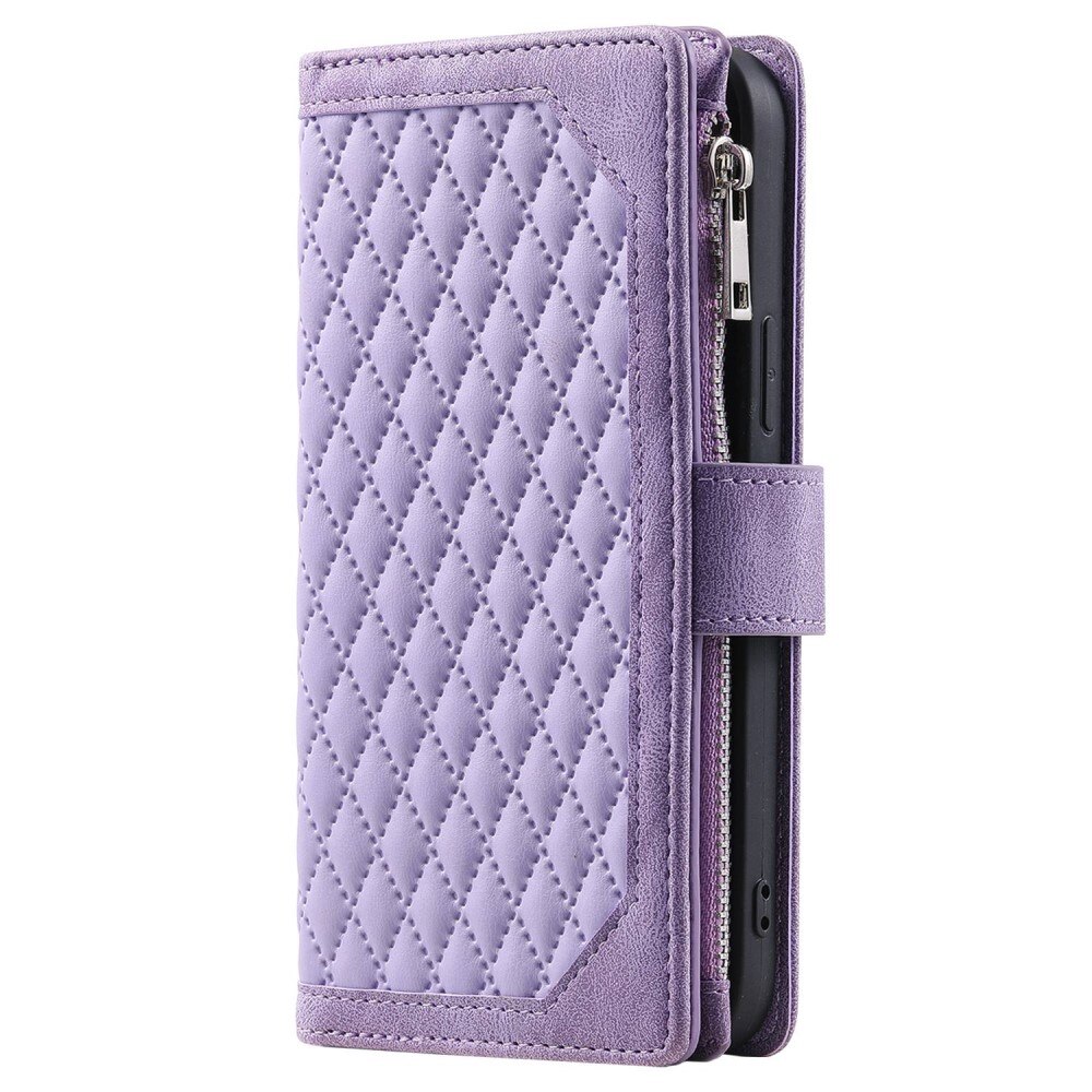 Lompakkolaukku iPhone 13 Pro Quilted Liila