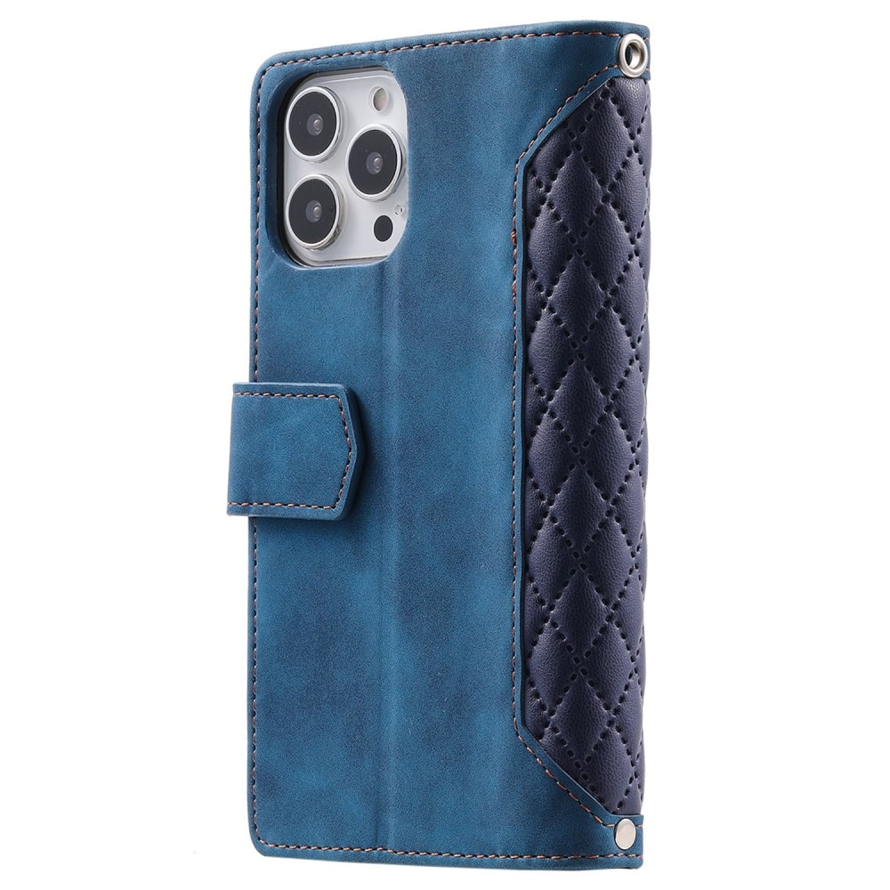 Lompakkolaukku iPhone 13 Pro Quilted Sininen