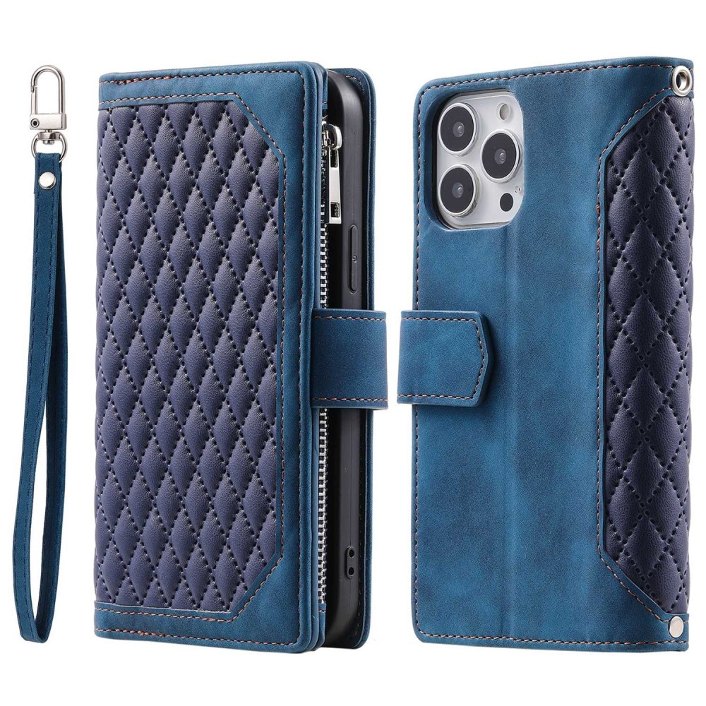 Lompakkolaukku iPhone 13 Pro Quilted Sininen