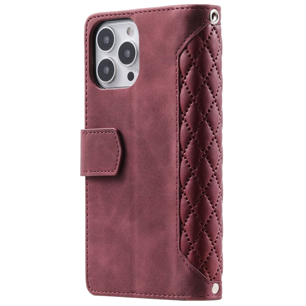 Lompakkolaukku iPhone 13 Pro Quilted Punainen