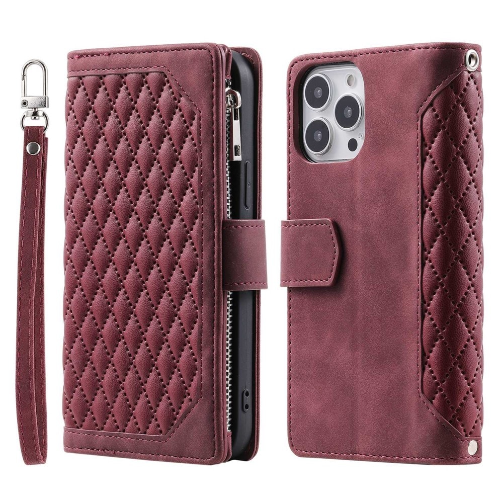 Lompakkolaukku Apple iPhone 13 Pro Quilted Punainen