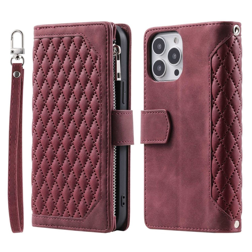 Lompakkolaukku iPhone 13 Pro Quilted Punainen