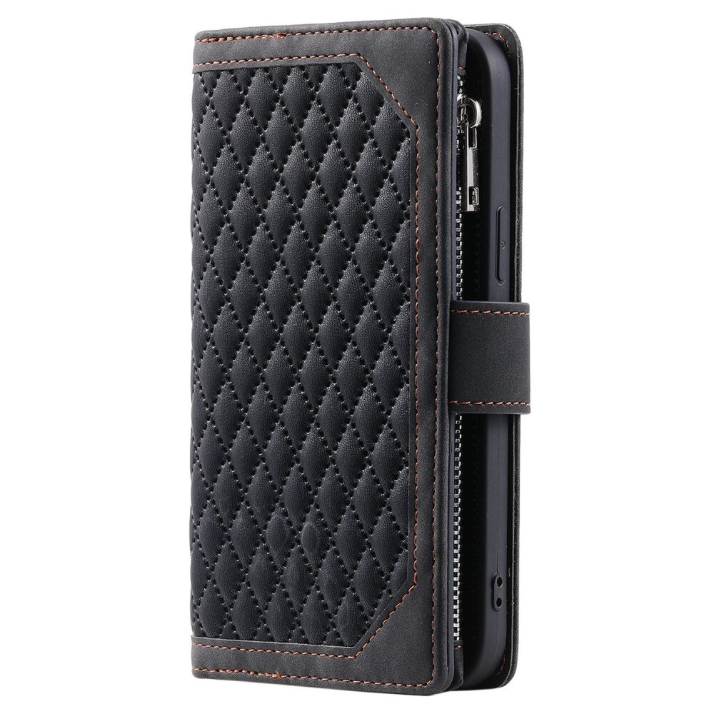 Lompakkolaukku iPhone 13 Pro Quilted Musta